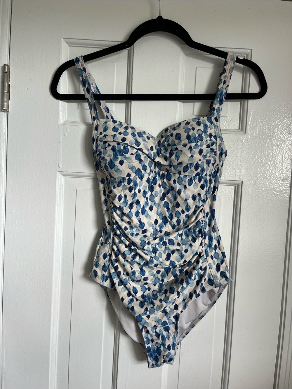 Blue Leaf-Print Small One Piece Swimsuit